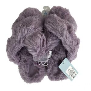 New Girls Cat & Jack Brooklyn Crossband Fur Slippers Large (4-5)